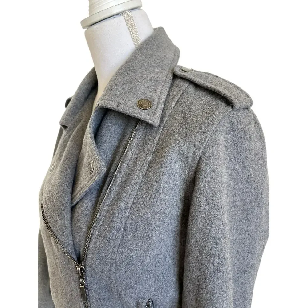 Aeropostale Moto Jacket Women's Size L Large Gray Wool Blend Lined